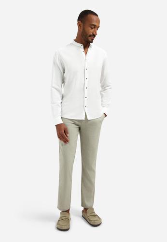 Shirt With Linen Granddad M Regular Fit - White