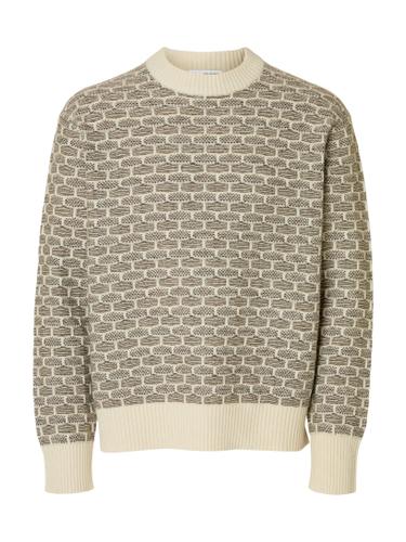 SLHKEITH LS KNIT RELAXED CREW NECK XL Locker geschnitten - Egret