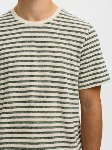 SLHKEVIN STRIPE SS O-NECK TEE M Normal geschnitten - Egret