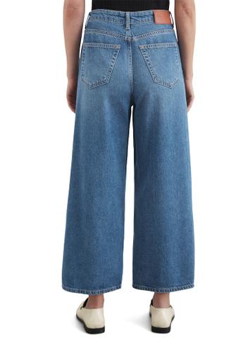 Denim trouser, wide fit, culotte length, high waist
