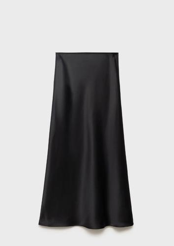 Langer Satinrock - Schwarz / XL