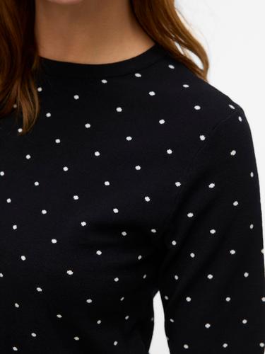 VMSABA SS O-NECK DOT PULLOVER L Normal geschnitten - Black