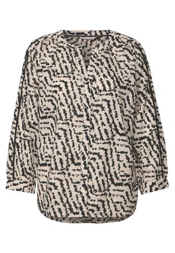 Print-Bluse mit Tapedetails 40 - Moonstone Sand