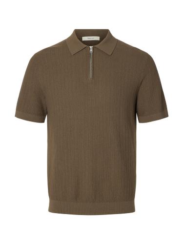 SLMCRAN SS KNIT STRUCTURE ZIP POLO NOOS