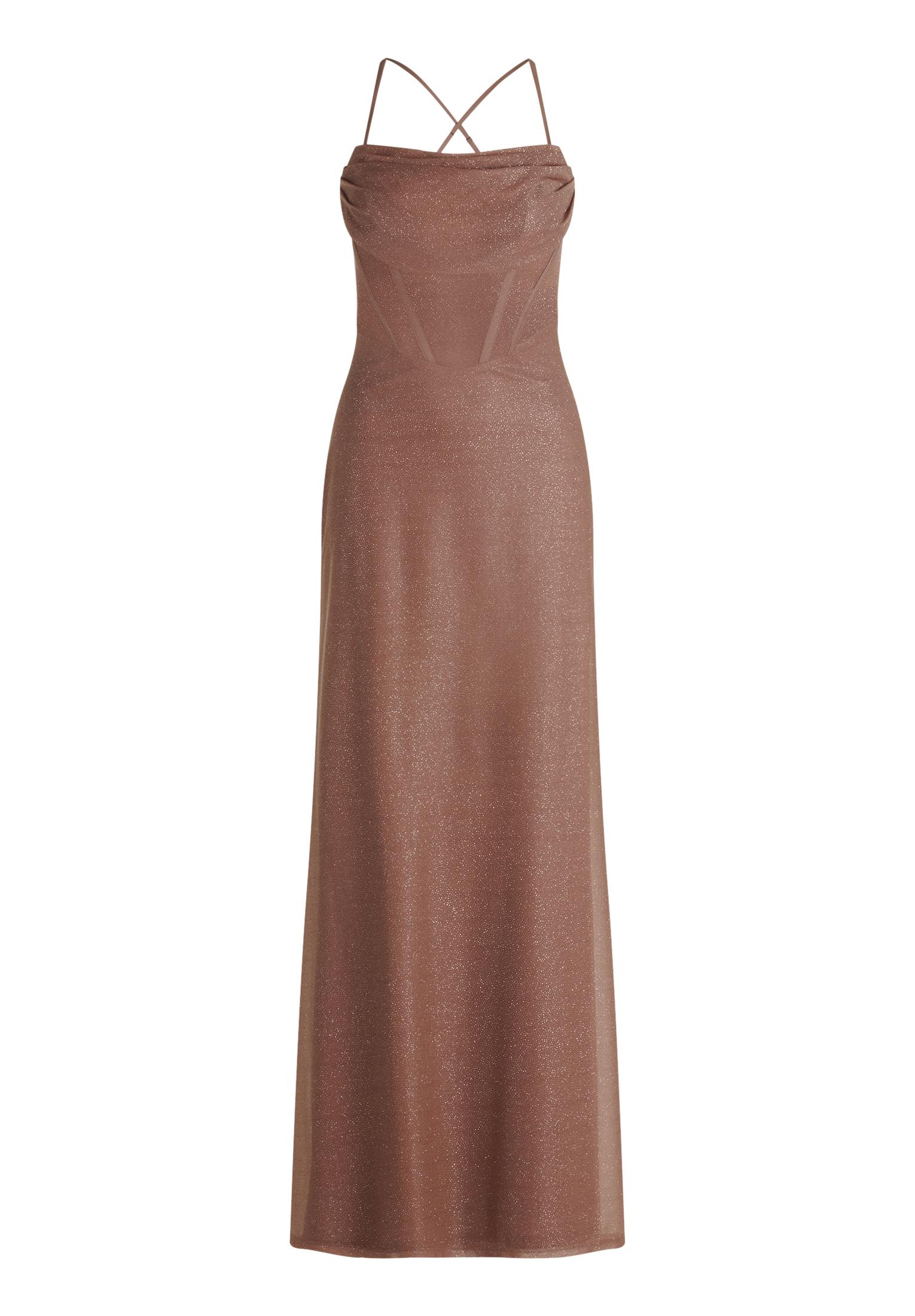 Kleid gefüttert, lang 36 - Taupe/silver