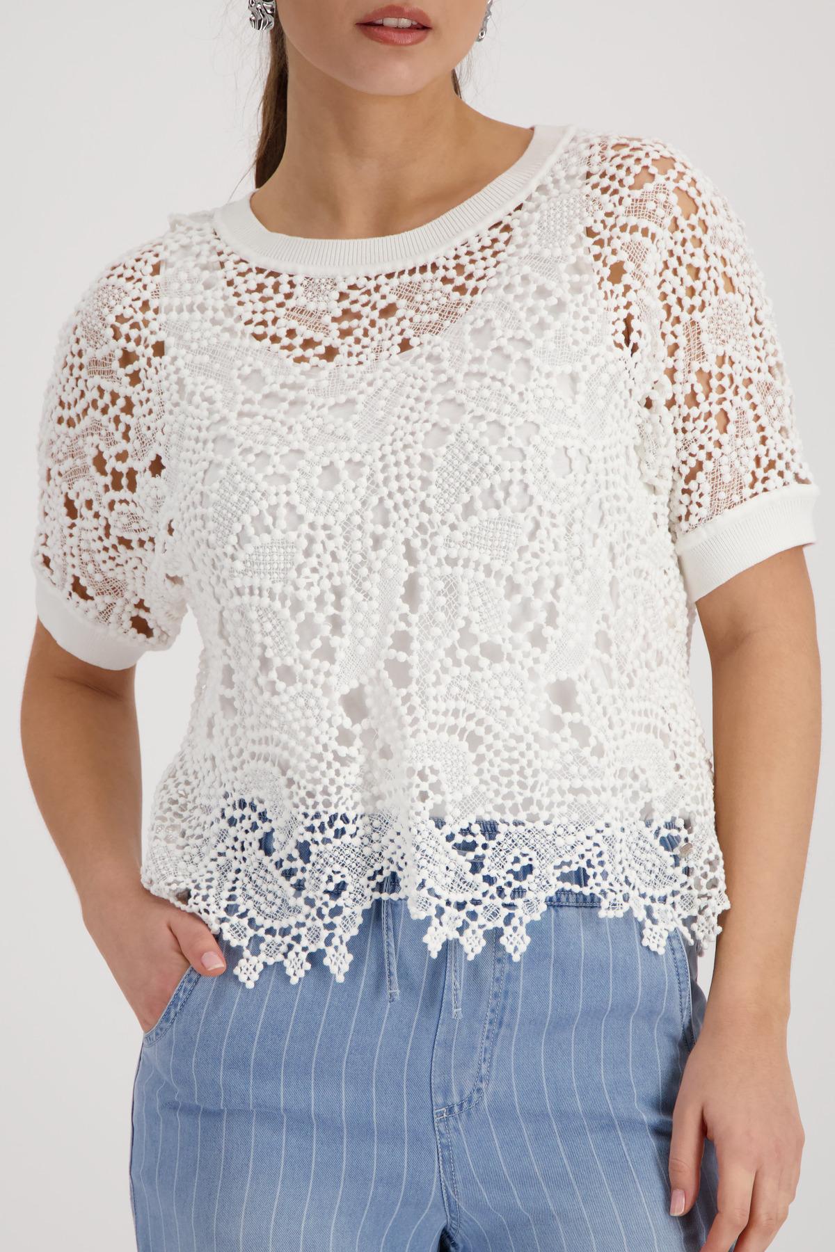 Pullover mit Spitzenmuster 44 - Cream