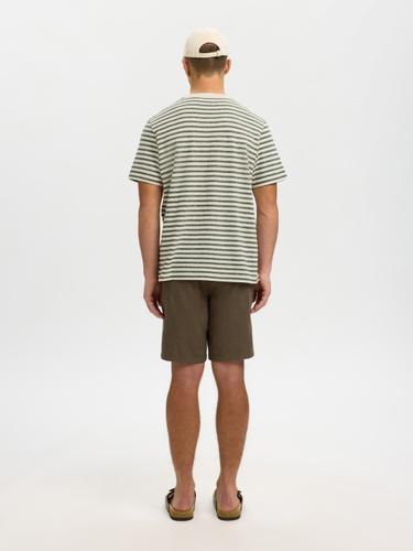 SLHKEVIN STRIPE SS O-NECK TEE M Normal geschnitten - Egret