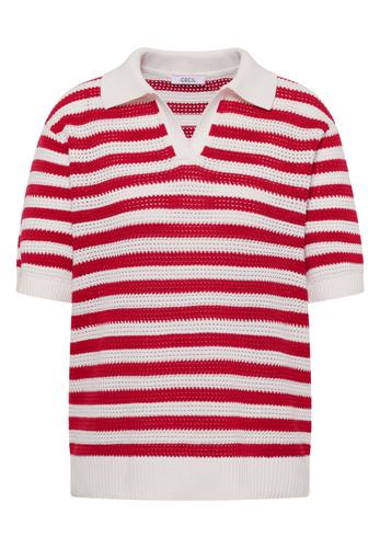 Kurzarm Poloshirt in Crochet-Qualität XXL - Glazed Apple Red