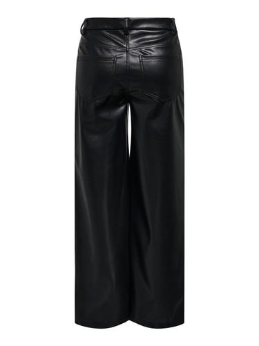 ONLMADISON HW WIDE FAUX LEATHER PANT PNT M/32 Locker geschnitten - Black