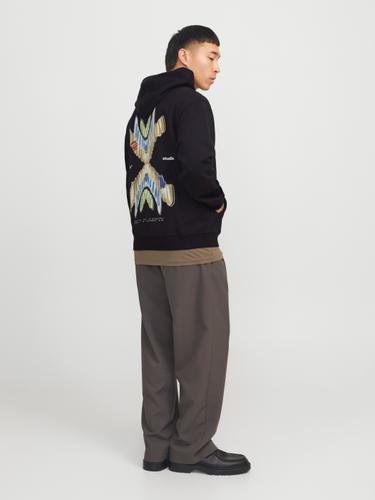 JORPORTO PATTERN SWEAT HOOD M Locker geschnitten - Black