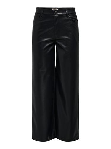 ONLMADISON HW WIDE FAUX LEATHER PANT PNT M/32 Locker geschnitten - Black