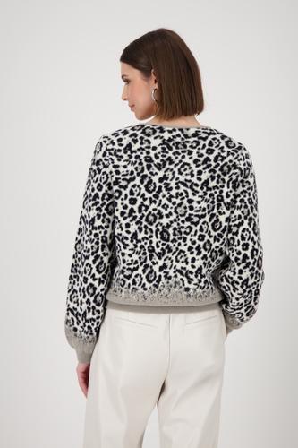 Strickjacke mit Leopardenmuster 42 - Greige Gemustert