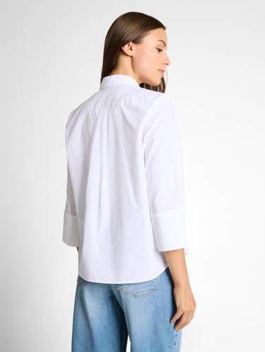 Popeline Hemdbluse mit 3/4-Arm 36 Regular Fit - White