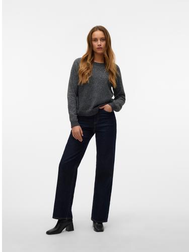 VMDOFFYSHINE LS O-NECK BLOUSE REP NOOS S Normal geschnitten - Asphalt