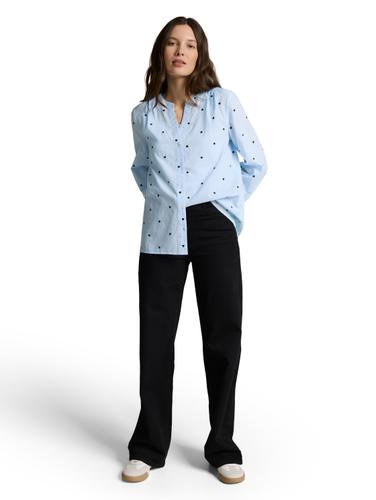 Bluse mit Herz-Stickerei 40 Regular Fit - Blue Heart Design