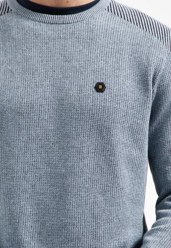 Pullover Crewneck Plated Structure Knit M Regular Fit - Dusty Blue