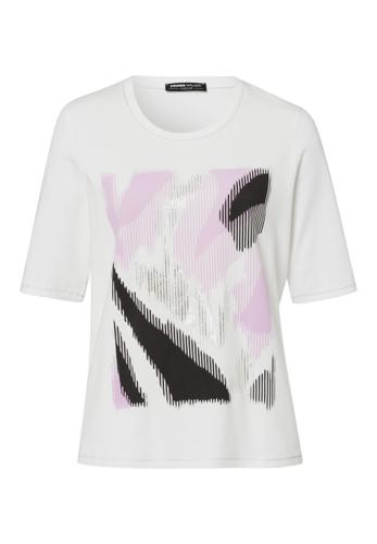 Shirt CASUAL mit Placement-Print 42 - Soft Purple/ecru/anthrazit