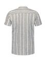 Shirt Short Sleeve Yarn Dyed Dobby Stripe With Linen M Regular Fit - Blue