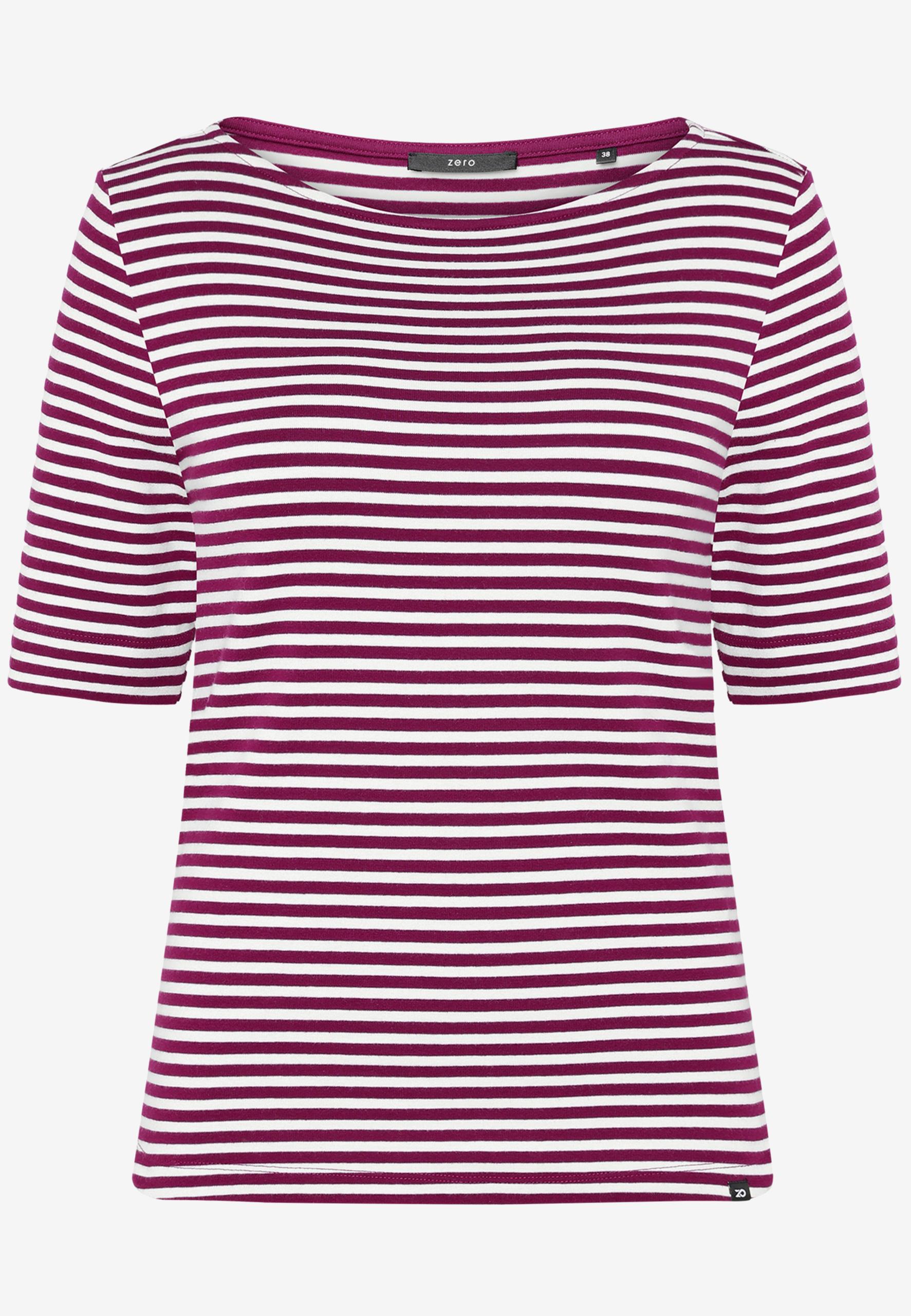 Ringelshirt mit U-Boot Ausschnitt 36 - Pink/cream