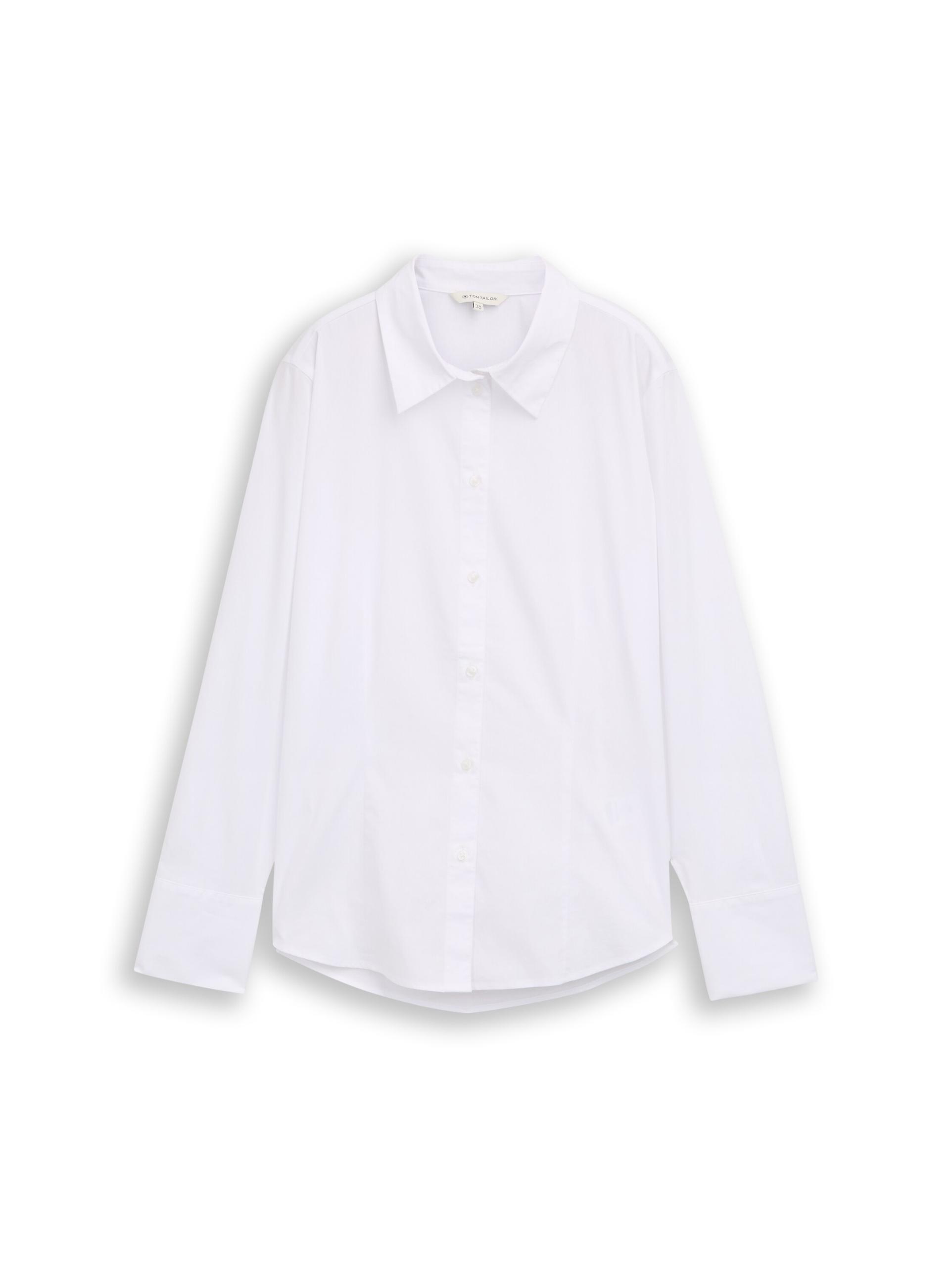 Fitted Popeline Hemdbluse 40 Slim Fit - White