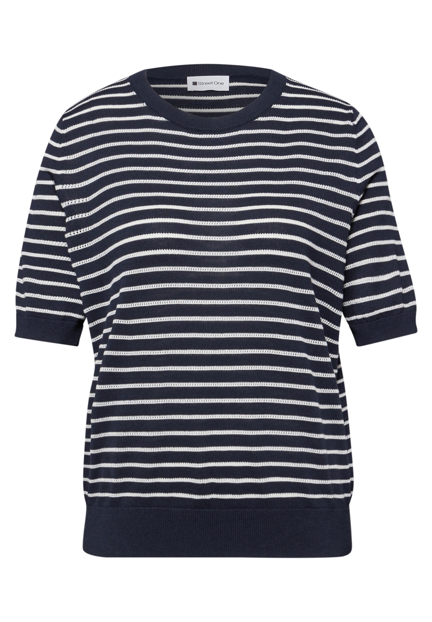 Kurzarm Pullover mit Streifenmuster 44 - Shadowed Navy