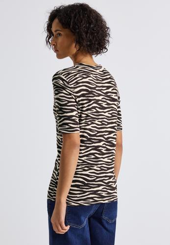 T-Shirt mit Zebra Print 36 - Deep Roast Brown
