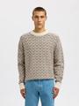 SLHKEITH LS KNIT RELAXED CREW NECK XL Locker geschnitten - Egret