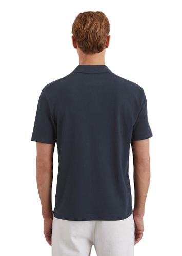 Polo, short sleeve, cotton linen mix, camp collar
