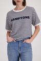 T-Shirt mit Struktur und Schriftzug 42 - Marine Ringel