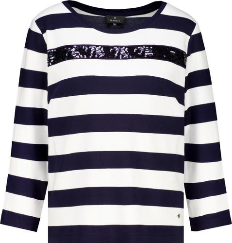 Sweatshirt mit Pailletten-Streifen 42 - Marine Ringel