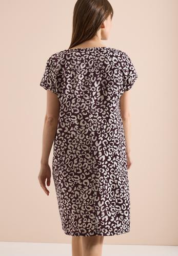 Knielanges Kleid aus Leinenmix mit Print M - Rich Burgundy