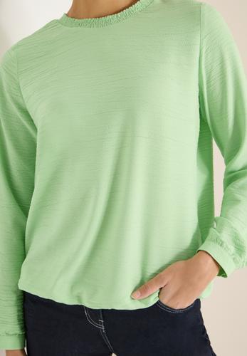 Bluse mit Smock-Ausschnitt S - Bamboo Green