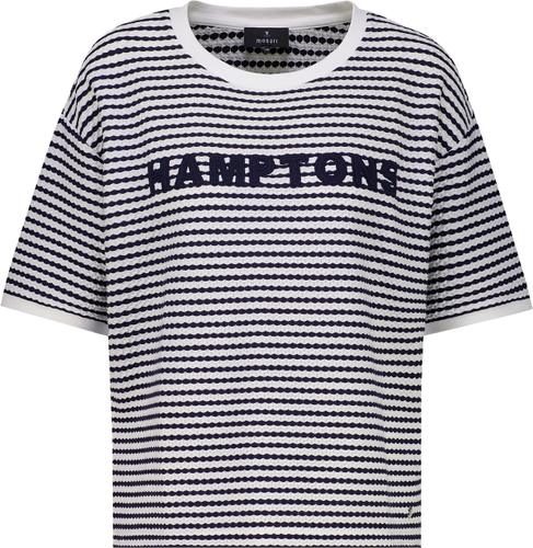 T-Shirt mit Struktur und Schriftzug 42 - Marine Ringel