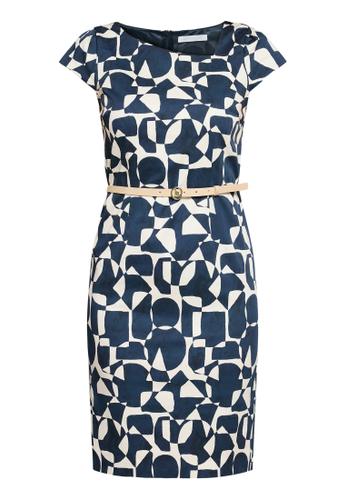 Etuikleid 38 Tailliert - Dark Blue/Nature