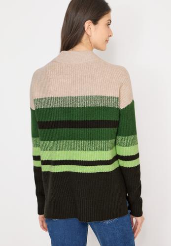 Gestreifter Mouliné Pullover L - Raw Khaki