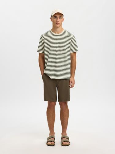 SLHKEVIN STRIPE SS O-NECK TEE M Normal geschnitten - Egret