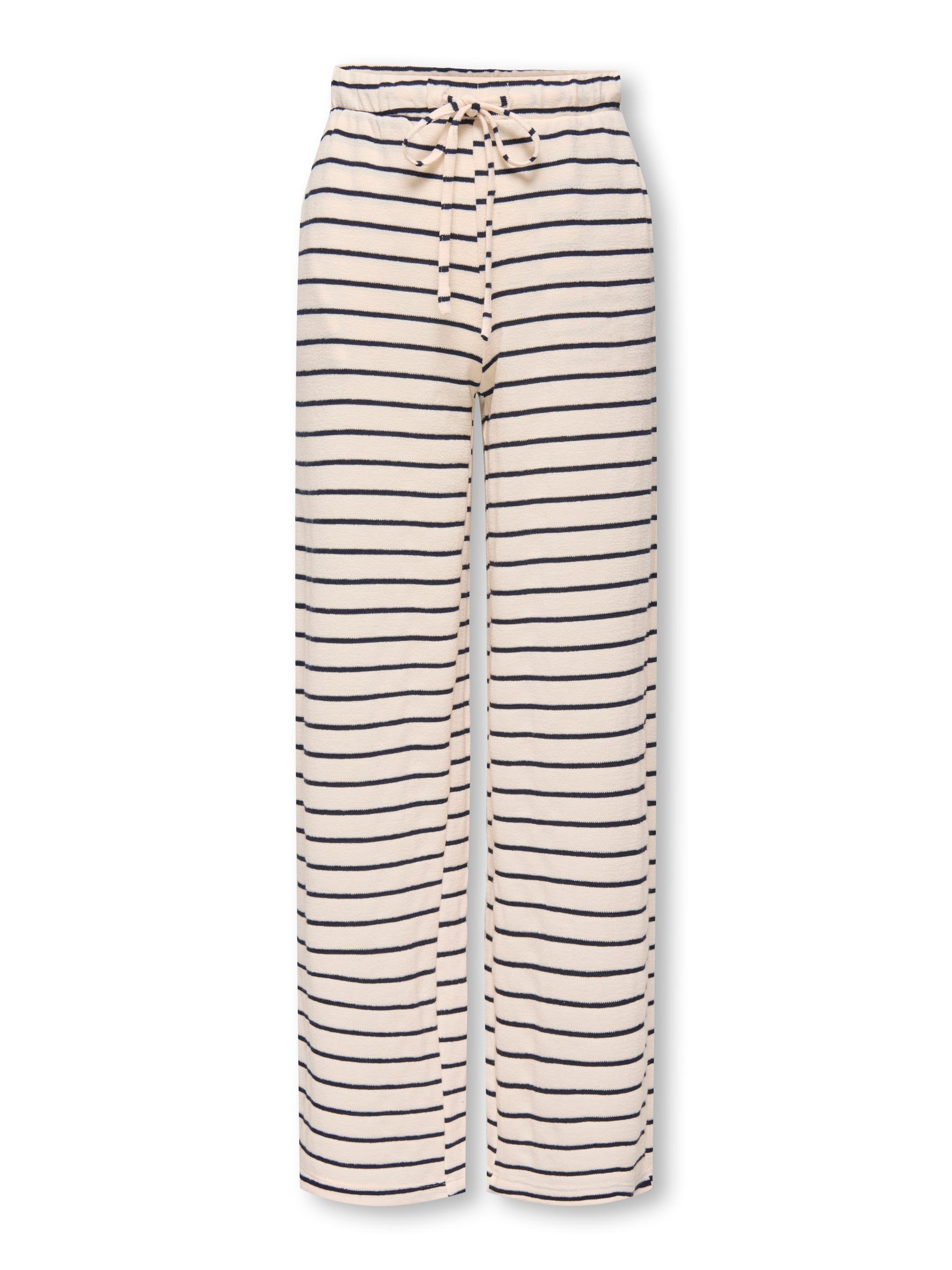KOGJANA STRIPED WIDE PANT JRS 158/164 Weiter Beinschnitt - Tofu