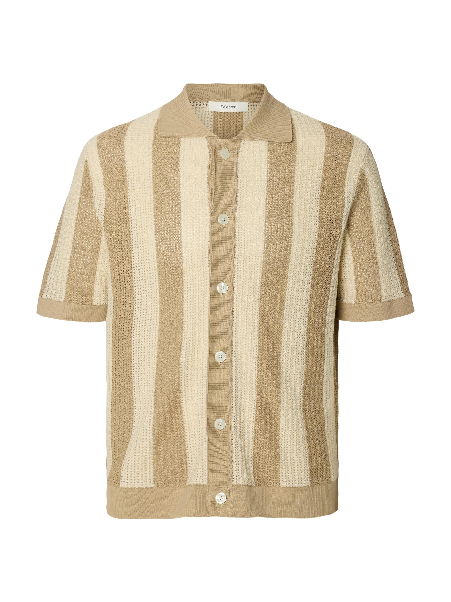 SLHSHANE SS OPEN STRUC POLO CARDIGAN S Locker geschnitten - Birch