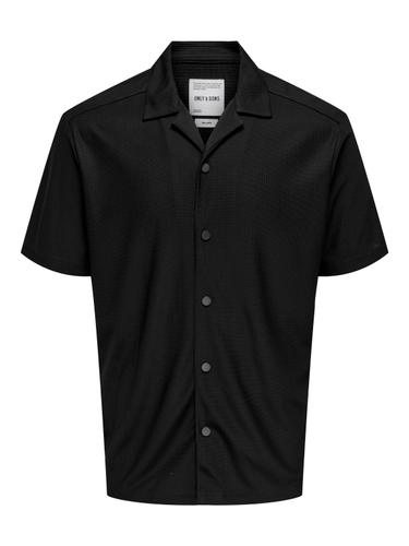 ONSKARI LIFE RLX RESORT SS PLIZZE SHIRT L Locker geschnitten - Black
