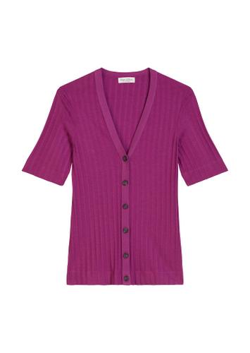 Pointelle-Kurzarm-Cardigan slim S Slim Fit - Fresh Berry