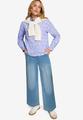 Bluse mit Streifen und Stickerei 38 - Bluewhite