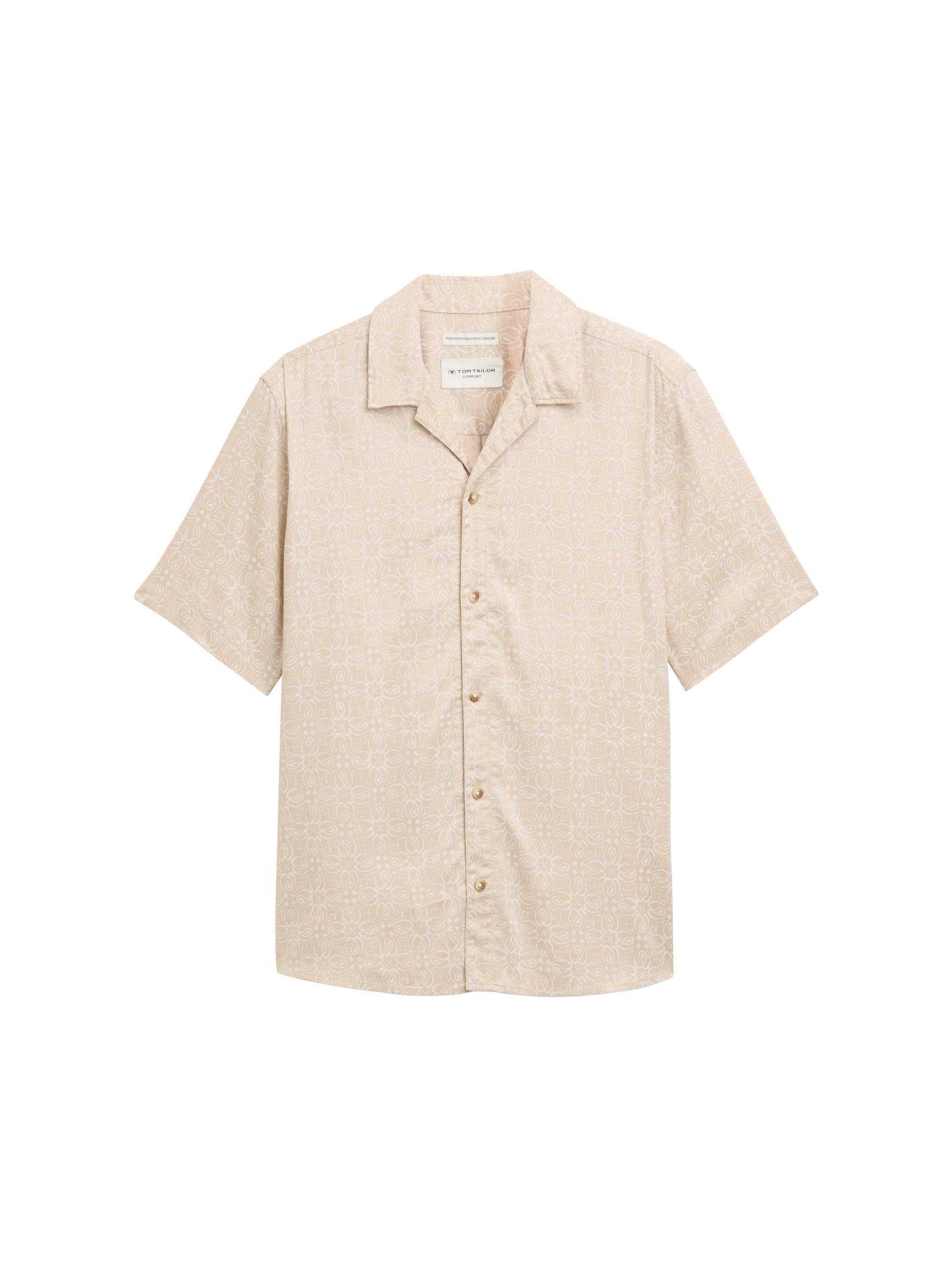 Comfort Fit Kurzarmhemd im Hawaii-Look L Comfort Fit - Beige Mosaic Design