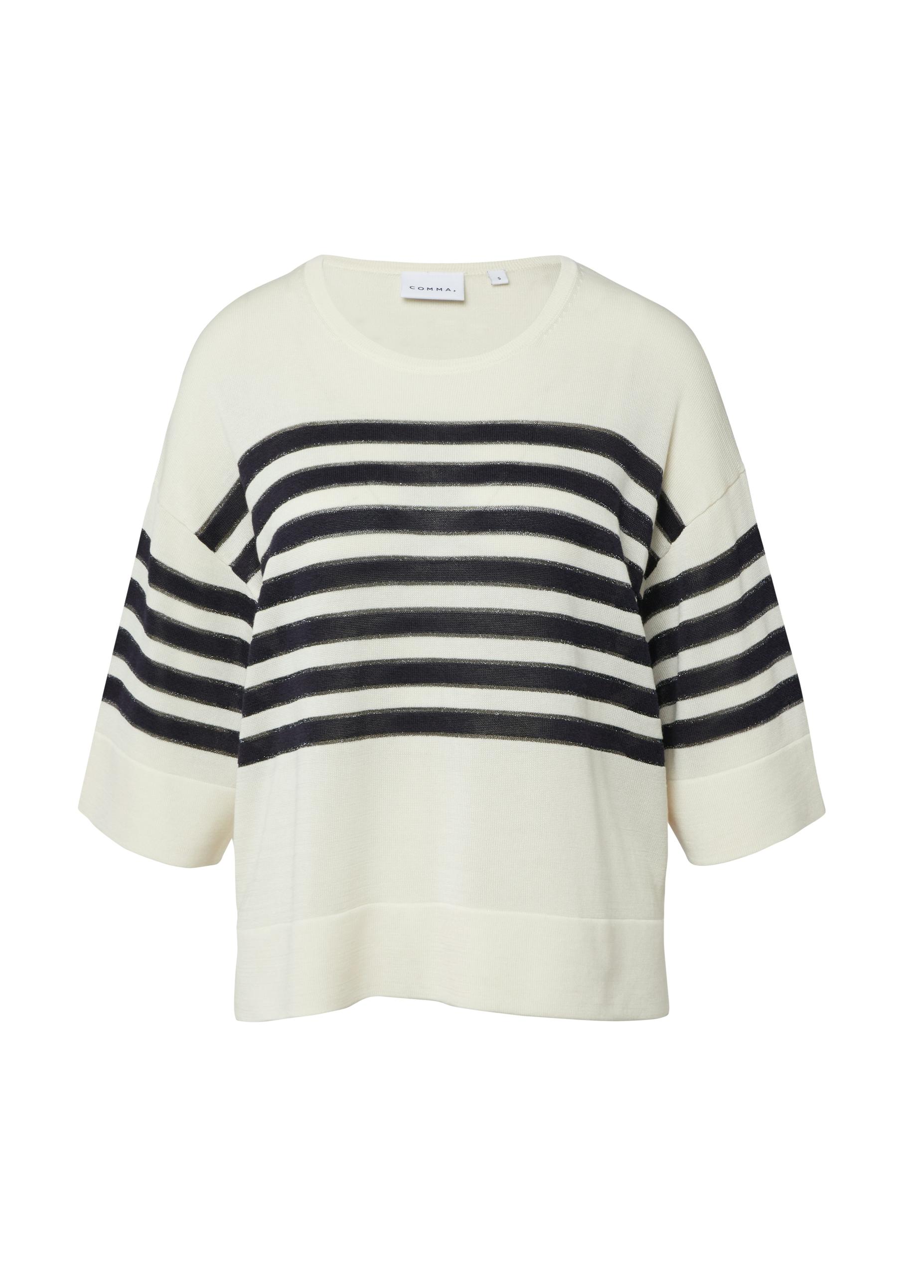 Strickpullover M - Creme|schwarz