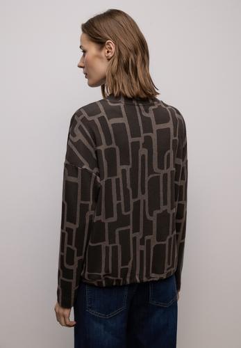 Print Shirt mit Tunnelzug 40 - Darkest Brown