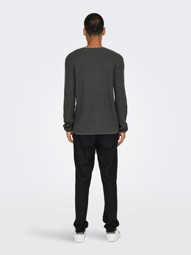 ONSERIC REG 12 STRUC CREW KNIT NOOS M Normal geschnitten - Grey Pinstripe