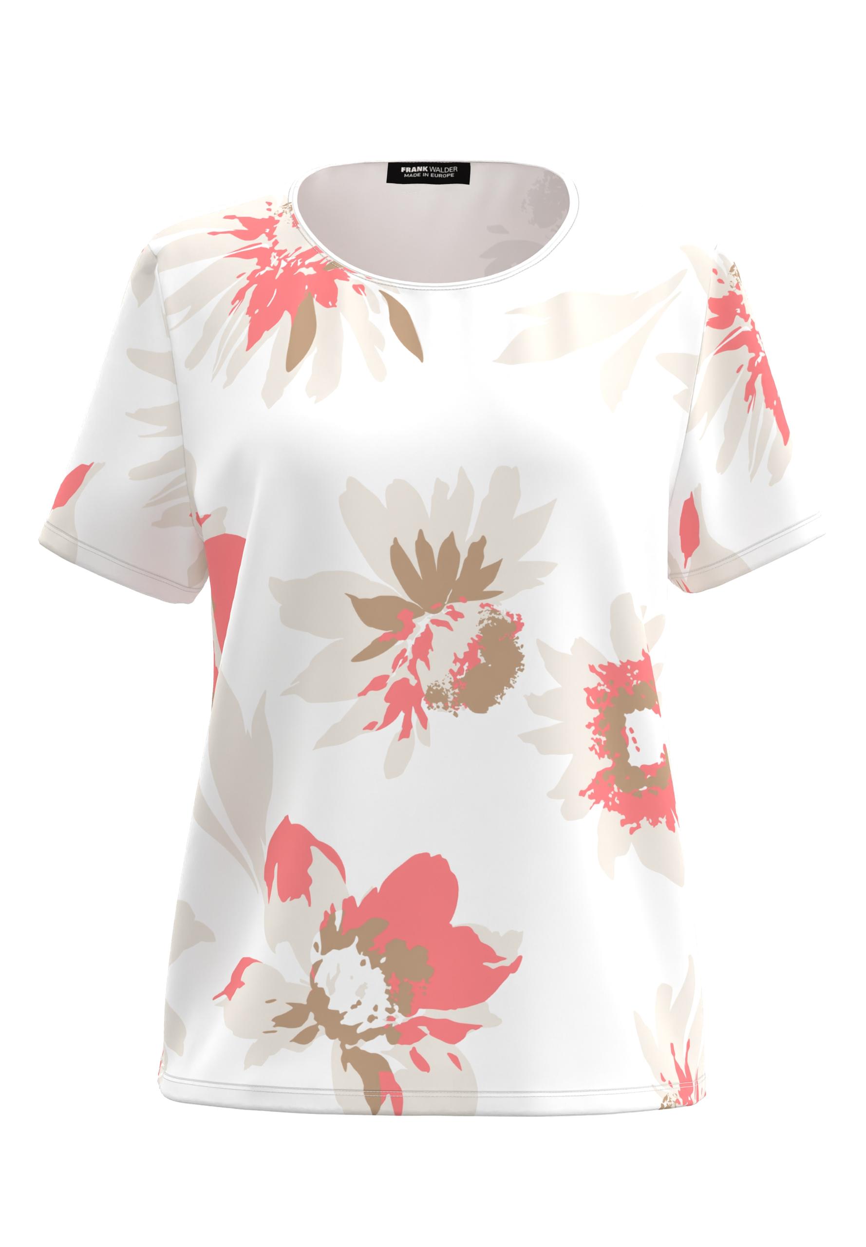 T-Shirt NOS mit Blütenprint 42 - Tangerine/affogato/ecru/cream