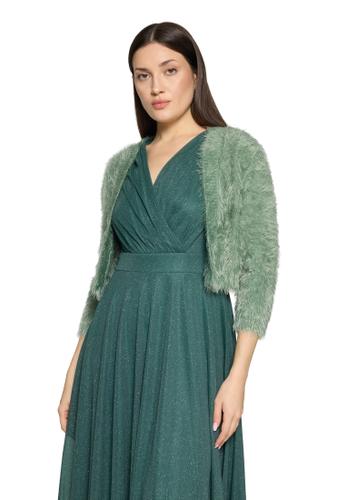 Strickbolero XL Figurnah - Foggy Green