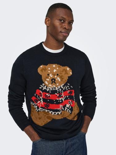 ONSXMAS REG 5 TEDDY CREW KNIT