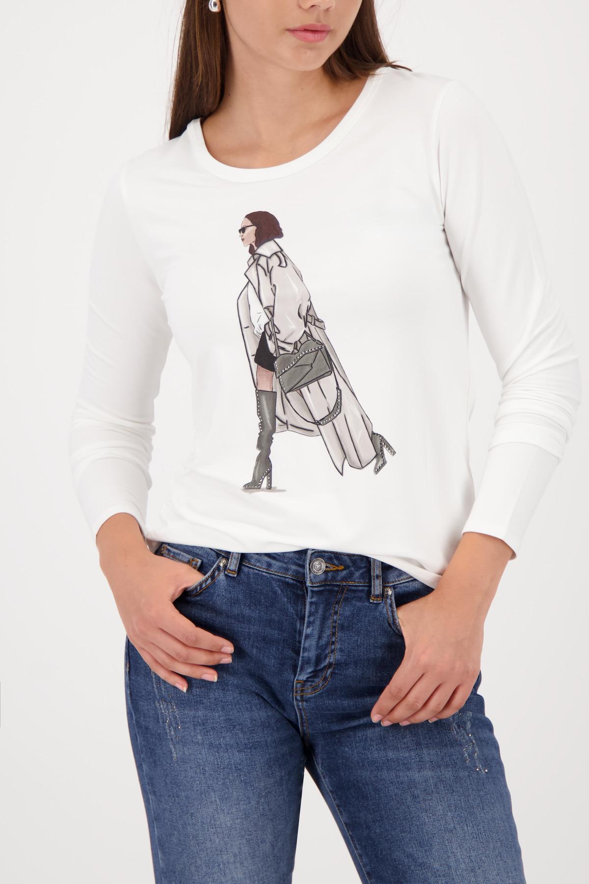 Langarmshirt mit Print 44 - Off-white