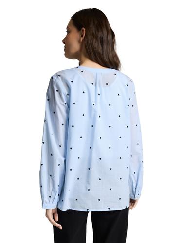 Bluse mit Herz-Stickerei 40 Regular Fit - Blue Heart Design